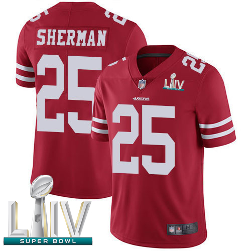 49ers #25 Richard Sherman Red Team Color Super Bowl LIV Bound Youth Stitched Football Vapor Untouchable Limited Jersey - Click Image to Close