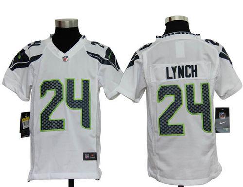 Nike Seahawks #24 Marshawn Lynch White Youth Stitched NFL Elite Jersey