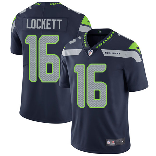 Nike Seahawks #16 Tyler Lockett Steel Blue Team Color Youth Stitched NFL Vapor Untouchable Limited Jersey - Click Image to Close