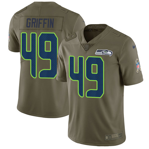 Nike Seahawks #49 Shaquem Griffin Olive Youth Stitched NFL Limited 2017 Salute to Service Jersey - Click Image to Close