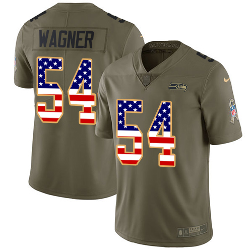 Nike Seahawks #54 Bobby Wagner Olive/USA Flag Youth Stitched NFL Limited 2017 Salute to Service Jersey