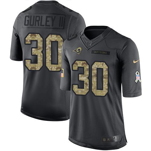 Nike Rams #30 Todd Gurley II Black Youth Stitched NFL Limited 2016 Salute to Service Jersey - Click Image to Close