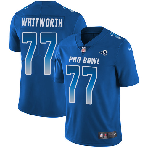 Nike Rams #77 Andrew Whitworth Royal Youth Stitched NFL Limited NFC 2018 Pro Bowl Jersey - Click Image to Close