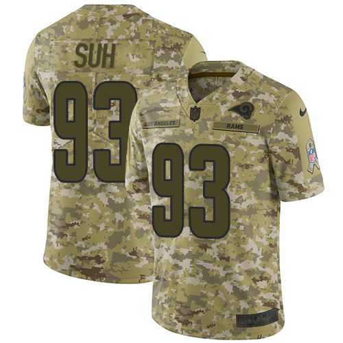 Nike Rams #93 Ndamukong Suh Camo Youth Stitched NFL Limited 2018 Salute to Service Jersey