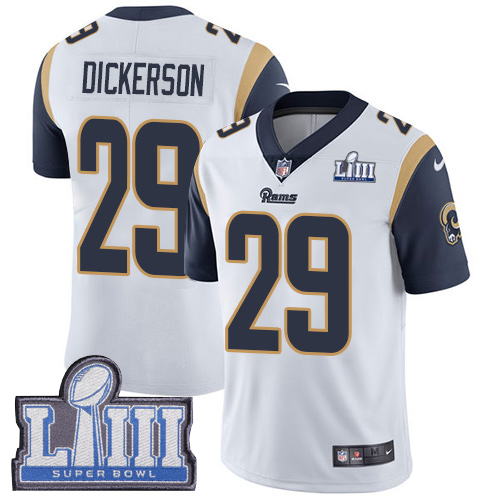 Nike Rams #29 Eric Dickerson White Super Bowl LIII Bound Youth Stitched NFL Vapor Untouchable Limited Jersey - Click Image to Close