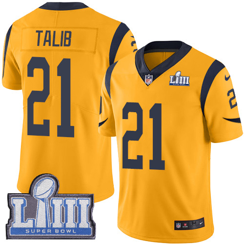 Nike Rams #21 Aqib Talib Gold Super Bowl LIII Bound Youth Stitched NFL Limited Rush Jersey - Click Image to Close