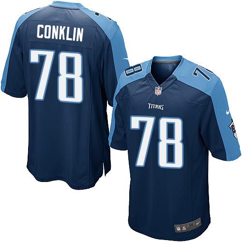 Nike Titans #78 Jack Conklin Navy Blue Team Color Youth Stitched NFL Elite Jersey - Click Image to Close