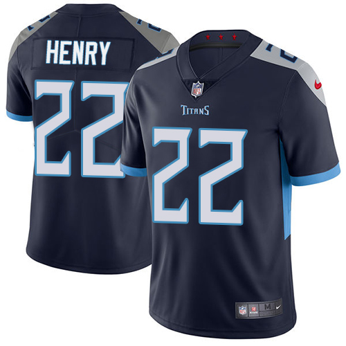 Nike Titans #22 Derrick Henry Navy Blue Team Color Youth Stitched NFL Vapor Untouchable Limited Jersey - Click Image to Close