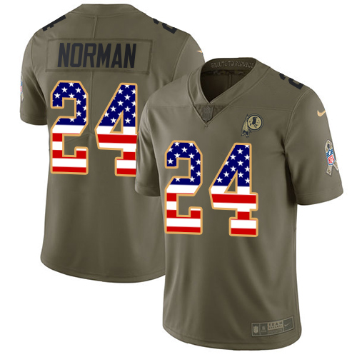 Nike Redskins #24 Josh Norman Olive/USA Flag Youth Stitched NFL Limited 2017 Salute to Service Jersey - Click Image to Close