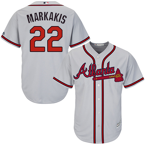 Braves #22 Nick Markakis Grey Cool Base Stitched Youth MLB Jersey - Click Image to Close