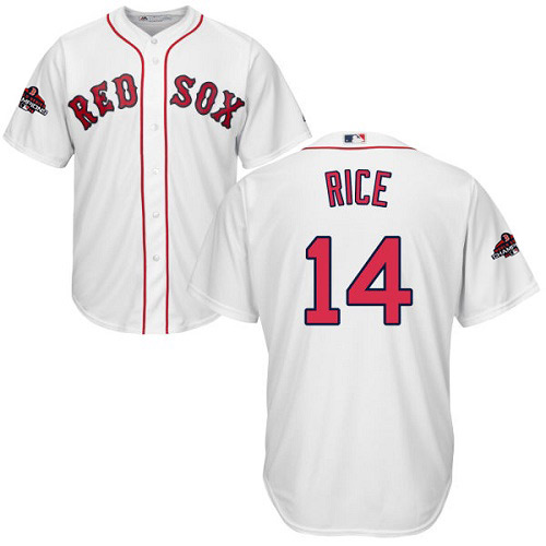 Red Sox #14 Jim Rice White Cool Base 2018 World Series Champions Stitched Youth MLB Jersey - Click Image to Close