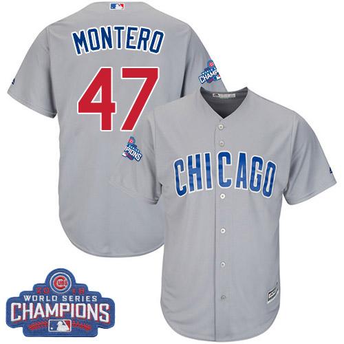 Cubs #47 Miguel Montero Grey Road 2016 World Series Champions Stitched Youth MLB Jersey - Click Image to Close