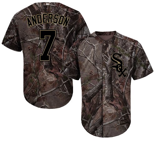 White Sox #7 Tim Anderson Camo Realtree Collection Cool Base Stitched Youth MLB Jersey