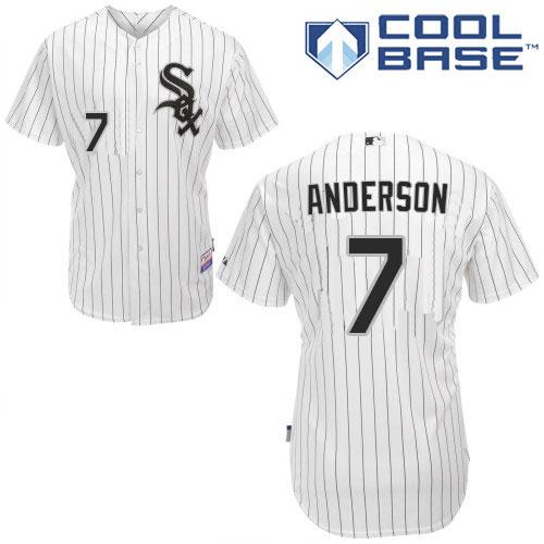 White Sox #7 Tim Anderson White(Black Strip) Home Cool Base Stitched Youth MLB Jersey - Click Image to Close