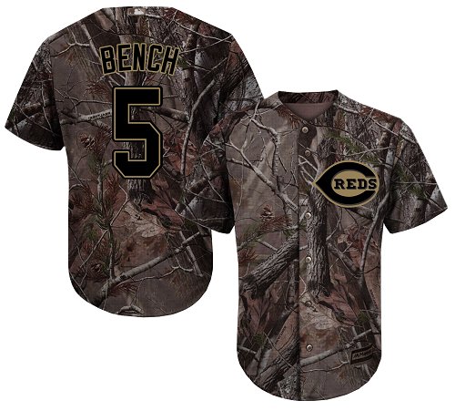 Reds #5 Johnny Bench Camo Realtree Collection Cool Base Stitched Youth MLB Jersey