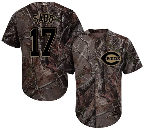 Reds #17 Chris Sabo Camo Realtree Collection Cool Base Stitched Youth MLB Jersey - Click Image to Close