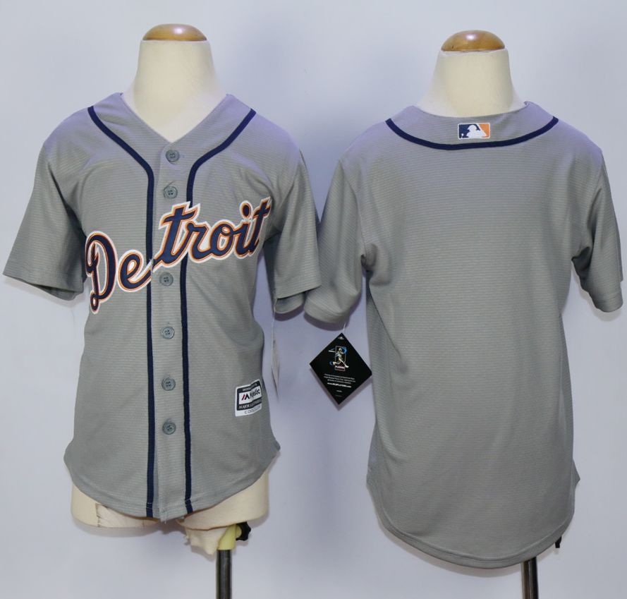 Tigers Blank Grey Cool Base Stitched Youth MLB Jersey - Click Image to Close