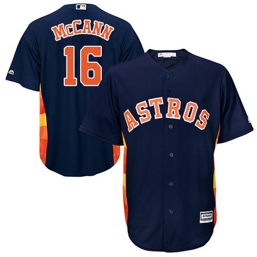 Astros #16 Brian McCann Navy Blue Cool Base Stitched Youth MLB Jersey - Click Image to Close