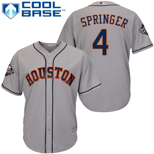 Astros #4 George Springer Grey Cool Base 2019 World Series Bound Stitched Youth Baseball Jersey - Click Image to Close