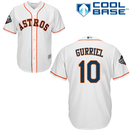 Astros #10 Yuli Gurriel White Cool Base 2019 World Series Bound Stitched Youth Baseball Jersey - Click Image to Close