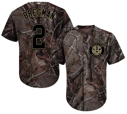 Astros #2 Alex Bregman Camo Realtree Collection Cool Base Stitched Youth MLB Jersey