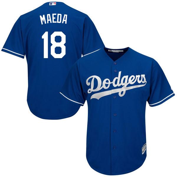 Dodgers #18 Kenta Maeda Blue Cool Base Stitched Youth MLB Jersey - Click Image to Close