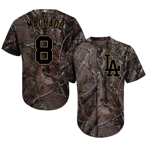 Dodgers #8 Manny Machado Camo Realtree Collection Cool Base Stitched Youth MLB Jersey