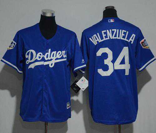 Dodgers #34 Fernando Valenzuela Blue Cool Base 2018 World Series Stitched Youth MLB Jersey