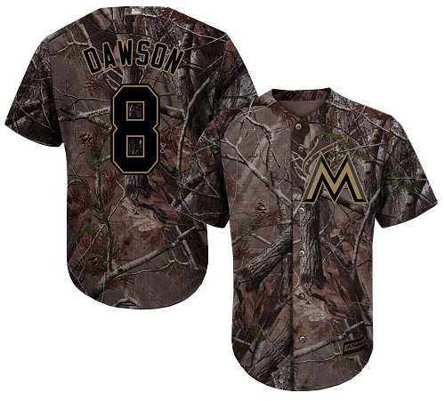 Marlins #8 Andre Dawson Camo Realtree Collection Cool Base Stitched Youth MLB Jersey