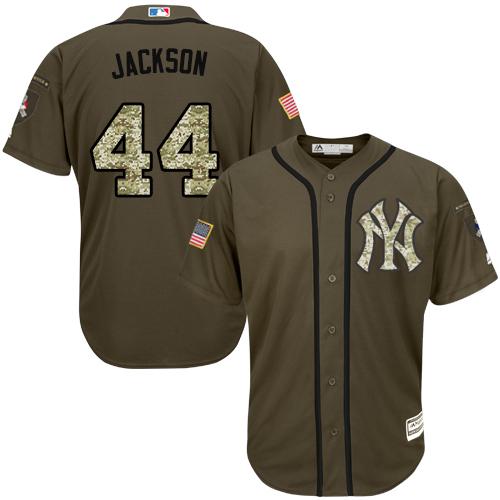 Yankees #44 Reggie Jackson Green Salute to Service Stitched Youth MLB Jersey - Click Image to Close