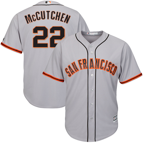 Giants #22 Andrew McCutchen Grey Road Cool Base Stitched Youth MLB Jersey - Click Image to Close