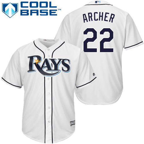 Rays #22 Chris Archer White Cool Base Stitched Youth MLB Jersey - Click Image to Close