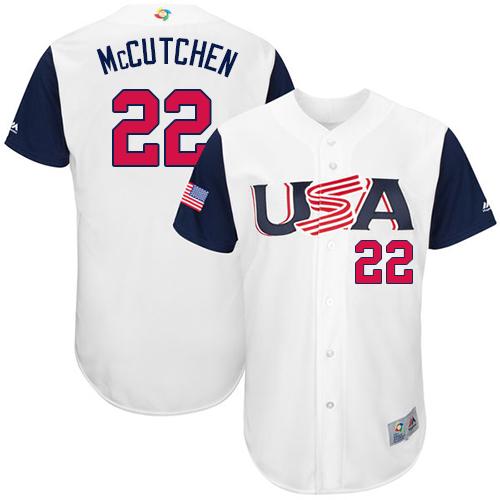 Team USA #22 Andrew McCutchen White 2017 World MLB Classic Authentic Stitched Youth MLB Jersey - Click Image to Close