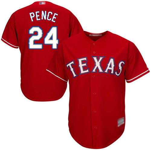 Rangers #24 Hunter Pence Red Cool Base Stitched Youth Baseball Jersey - Click Image to Close