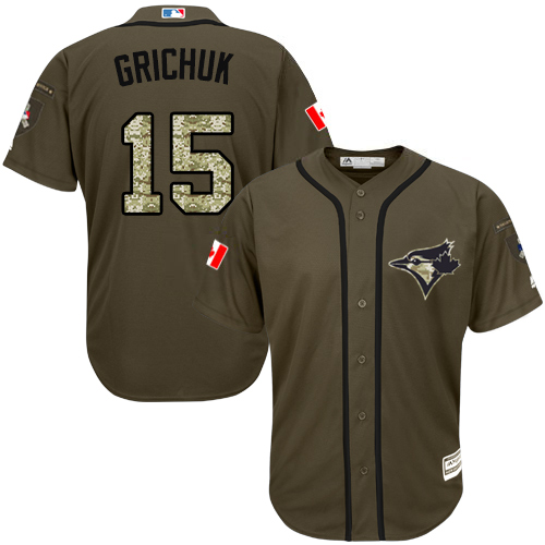 Blue Jays #15 Randal Grichuk Green Salute to Service Stitched Youth Baseball Jersey - Click Image to Close