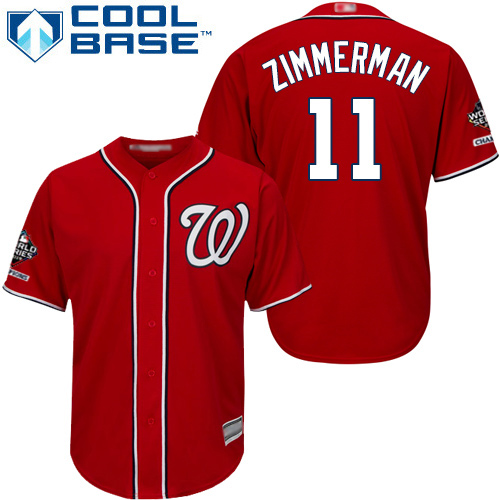 Nationals #11 Ryan Zimmerman Red Cool Base 2019 World Series Champions Stitched Youth Baseball Jersey