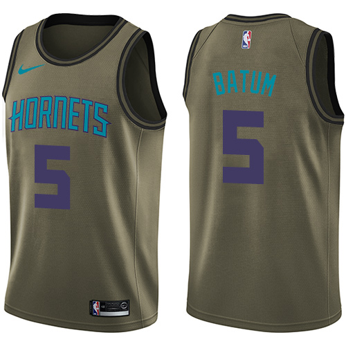 Nike Hornets #5 Nicolas Batum Green Salute to Service Youth NBA Swingman Jersey