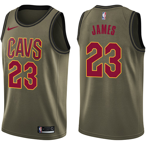 Nike Cavaliers #23 LeBron James Green Salute to Service Youth NBA Swingman Jersey