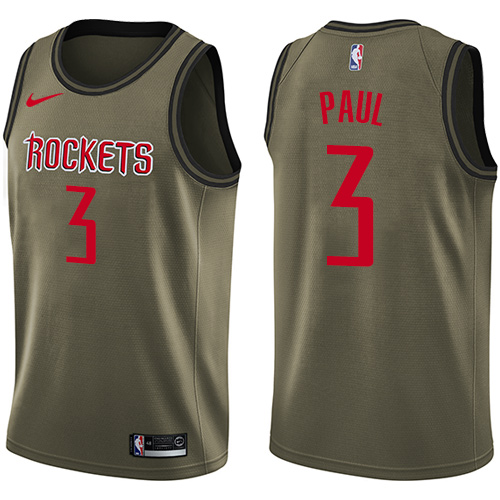 Nike Rockets #3 Chris Paul Green Salute to Service Youth NBA Swingman Jersey