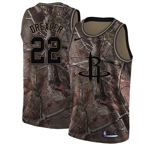 Nike Rockets #22 Clyde Drexler Camo Youth NBA Swingman Realtree Collection Jersey