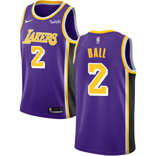 Nike Lakers #2 Lonzo Ball Purple Youth NBA Swingman Statement Edition Jersey