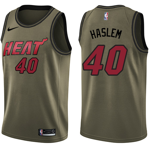 Nike Heat #40 Udonis Haslem Green Salute to Service Youth NBA Swingman Jersey