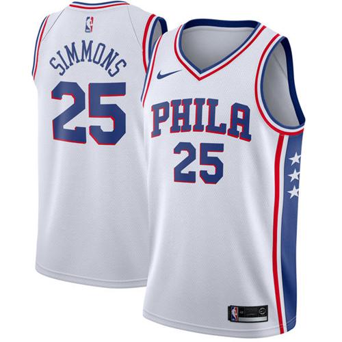 Nike 76ers #25 Ben Simmons White Youth NBA Swingman Association Edition Jersey