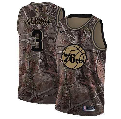 Nike 76ers #3 Allen Iverson Camo Youth NBA Swingman Realtree Collection Jersey