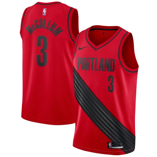 Nike Blazers #3 C.J. McCollum Red Youth NBA Swingman Statement Edition Jersey