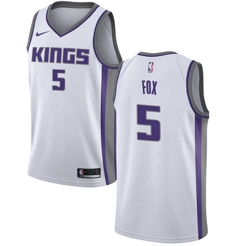 Nike Kings #5 De'Aaron Fox White Youth NBA Swingman Association Edition Jersey