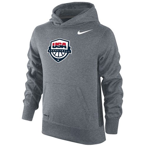 Youth Team USA Nike Basketball KO Performance Hoodie Gray - Click Image to Close