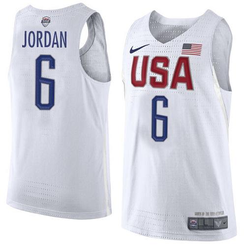 Nike Team USA #6 DeAndre Jordan White 2016 Dream Team Game Youth NBA Jersey - Click Image to Close