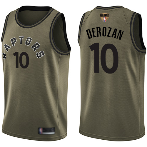 Raptors #10 DeMar DeRozan Green Salute to Service 2019 Finals Bound Youth Basketball Swingman Jersey