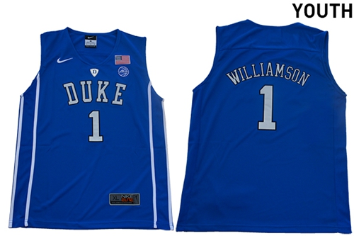 Blue Devils #1 Zion Williamson Blue Basketball Elite Stitched Youth College Jersey